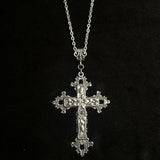 Large Victorian Cross Necklace Long 19” Chain Gold Silver Colour Religious Gothic Christian Jewellery - The Jewellery Supermarket