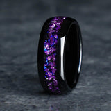 New 8mm Nebula Space Amethyst Black Tungsten Carbide Rings, Wedding Engagement Birthday Anniversary Gifts