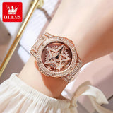 New Arrival Waterproof Fashion Watches For Women - Quartz Full-CZ Diamond Genuine Leather Strap Wristwatches - The Jewellery Supermarket
