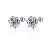 Sparkling D Colour 0.5-2ct Moissanite Diamonds Screw Stud Earrings For Women Silver Wedding Fine Jewellery