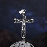 NEW Men's 316L Stainless-steel  Jesus Cross Pendant With Skull Necklace For Teens Punk Biker Jewelry