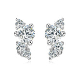 Attractive D Colour VVS1 Bling Cluster Round Cut Moissanite Diamonds Delicate Charm Stud Earrings For Women - The Jewellery Supermarket
