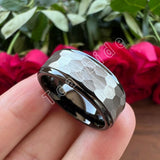 New Multi-Faceted Brushed Finish 6mm 8mm Stylish Tungsten HammerWedding Rings For Men Women - Trendy Jewellery