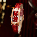 New Arrival Luxury Rectangular Compact Dial with CZ Diamonds - High Quality Thin Belt Quartz Ladies Watches - The Jewellery Supermarket