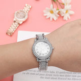 New Fashion Ladies Quartz Luxury CZ Diamonds Steel Bracelet Rose Gold Wristwatches - The Jewellery Supermarket
