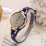 New Arrival Fashion Casual Watches - Quality Round Dial Rivet Leather Strap Ladies Analog Quartz Wristwatches
