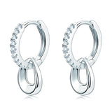 Trendy Single Row D Colour VVS1 Moissanite Diamonds Pendant Hoop Huggies Earrings Silver Party Fine Jewellery - The Jewellery Supermarket