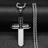 Cross Christian Church Prayer Necklace - Stainless Steel Gold Colour Bible Amulet Necklaces Jewellery