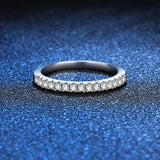 Pretty D ColourVVS1 Round Cut Moissanite Diamonds Half Eternity Rings, Silver Wedding Engagement Fine Jewellery