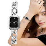 New Arrival Ladies Luxury Brand Fashion Square Dial With CZ Diamonds Quartz Stainless Steel Bracelet Watches - The Jewellery Supermarket