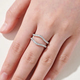 Exquisite Moissanite Diamonds Enhancer Eternity Rings - Women Engagement Wedding Guard Band Silver Jewellery