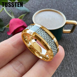 New Classic White Carbon Fiber Inlay Bevel Polish 6/8MM Tungsten Comfort Fit Wedding Rings For Men and Women - The Jewellery Supermarket