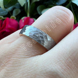 Two Colors Handmade Hammered Brushed Unique Tungsten Wedding Engagement Daily Use Rings for Men Women