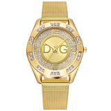 Famous Brand Fashion Luxury Watches - Quality Crystals Gold Silver Colour Stainless Steel Dress Quartz Ladies Watches