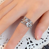 New Multi-layer Cross Finger Ring with Sparkling AAA+ Cubic Zirconia Ring - Modern Fashion Female Jewellery - The Jewellery Supermarket