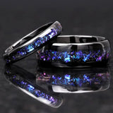 New 4/8mm Colorful Nebula Outer Space Black Tungsten Wedding Engagement Rings Set For Him And Her - The Jewellery Supermarket