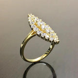 Full Paved Dazzling AAA CZ Crystals Hyperbole Marquise Shaped Gold Colour Rings - New Trendy Fashion Jewellery