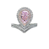 Admirable Queen Pear Shaped Cherry Blossom Pink High Quality AAAAA High Carbon Diamonds Ring - Versatile Jewellery