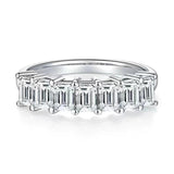 Emerald Cut VVS1 2.1ct Total D color Moissanite Diamonds Half Eternity Rings -  Engagement Wedding Jewellery Rings