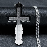 Fashion Big Long Cross Jesus Stainless Steel Christian Necklace - Gold Colour Chain Necklace Jewellery