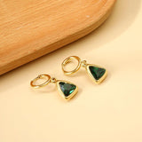 New Vintage Green Rhinestone Crystals Hoop Earrings For Women Girls - Geometric Triangle Round Earrings - The Jewellery Supermarket