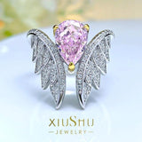 Versatile 3-Carat Angel Wing Cherry Blossom Pink Yellow AAAAA Hgh Carbon Diamond Big Ring - New Design Delicate Jewellery - The Jewellery Supermarket