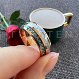New Arrival Tungsten Blue Carbon Fiber Bright Meteorite Inlay Men. Women Domed Comfort Wedding Ring - The Jewellery Supermarket