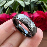 New Multi-Faceted Brushed Finish 6mm 8mm Stylish Tungsten HammerWedding Rings For Men Women - Trendy Jewellery