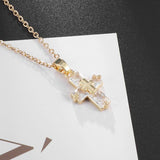 Luxury Delicate Gold Colour Shining AAA Zircon Crystals Cross Pendant Necklace - Religious Amulet Jewellery - The Jewellery Supermarket
