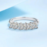 Princess Cut Total 2CT VVS1 Silver Ring PT950 Plated Engagement Wedding Moissanite Diamond Eternity Rings