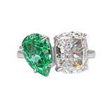 Luxury New Design Double Lab Created Emerald Big Ring inlaid with AAAAA High Carbon Diamonds - Ideal Present - The Jewellery Supermarket