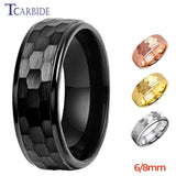 New Black Hammer Domed Brushed 6MM 8MM Tungsten Comfort Fit Wedding Rings For Men And Women - Fashion Jewellery