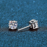 Platinum Plated 0.1-3CT Test Passed Moissanite Diamonds Studs Earrings Silver Bride Wedding Fine Jewellery - The Jewellery Supermarket