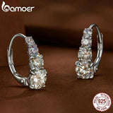 Chic Multiple Size Moissanite Diamonds Hoop Earrings Solid 925 Sterling Silver Ear Buckles for Women - Fine Jewellery