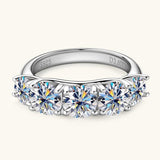 Luxury 5-stone D Color Round Moissanite Diamonds Ring Wedding Engagement Eternity Rings for Women Fine Jewellery