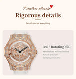 New 360° Rotate Dial Fashion Flash Diamond Snowflake - Leather Strap Waterproof  Wrist Watche for Ladies - The Jewellery Supermarket