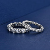 Luxury 3mm 0.1CT 5mm 0.5CT Moissanite Diamonds Eternity Rings - Silver Wedding Engagement Fine Jewellery