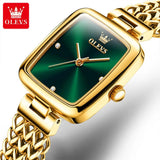Top Brand Elegant Quartz Stainless Steel Mesh Belt Gold Colour Square Dial Original Bracelet Set Women Watches