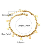 Double Layer Coin Disc Pendant Anklets - Gold Colour Stainless Steel Anti-allergic Rope Chain Jewellery - The Jewellery Supermarket