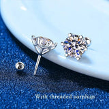 Sparkling D Colour 0.5-2ct Moissanite Diamonds Screw Stud Earrings For Women Silver Wedding Fine Jewellery - The Jewellery Supermarket