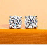 Splendid D Colour VVS1 0.5ct 1ct 2ct Moissanite Diamonds Screw Back Four Claws Earrings Silver Fine Jewellery