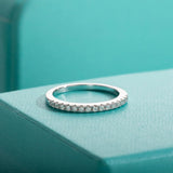 Splendid 1.5mm D Color Moissanite Diamonds Half Eternity Rings - Silver Wedding Engagement Rings For Women - The Jewellery Supermarket