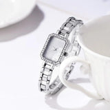 Luxury New  Square Full CZ Diamonds Digital Gold Plated Stainless Steel Bracelet Women's Dress Quartz Watches