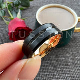 New Arrival Matte Finish Beveled Grooved 8mm Two-Tone Tungsten Carbide Comfortable Fit Wedding Rings