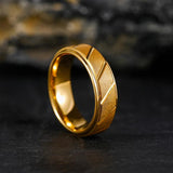 Frosted Brushed Groove Beveled Edge Pattern Mens Womens Tungsten Rings, Engagement Wedding Rings