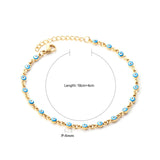 Blue Evil Eye CZ Charm Bracelets - Gold Colour Stainless Steel Drop Water Double Layer Cuban Link Jewellery - The Jewellery Supermarket