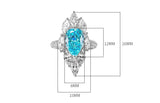 Luxury Aqua Blue Treasure Droplet High Quality AAAAA High Carbon Diamonds Ring - Fashion Silver Fine Jewellery - The Jewellery Supermarket