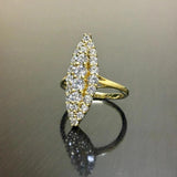 Full Paved Dazzling AAA CZ Crystals Hyperbole Marquise Shaped Gold Colour Rings - New Trendy Fashion Jewellery