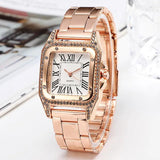 High Quality Square Design Fashion Business Ladies Stainless Steel Rose Gold Silver Colour Quartz Watches