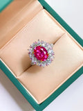 New Style Fashion Luxury Flower Bud Egg Rose Red Ring Inlaid with High Quality AAAAA High Carbon Diamonds - The Jewellery Supermarket